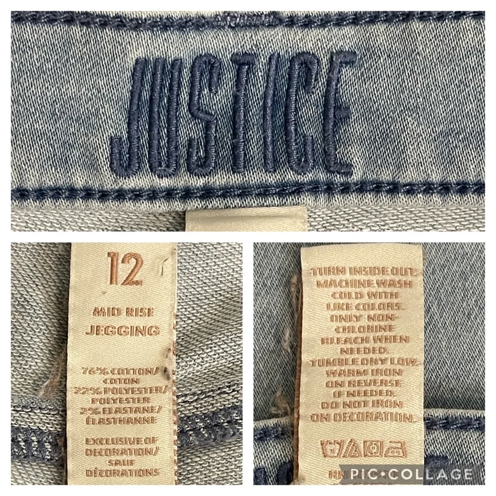 🔥 SALE JUSTICE Girls Mid Rise Light Wash Denim Jeans | Size 12